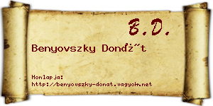 Benyovszky Donát névjegykártya